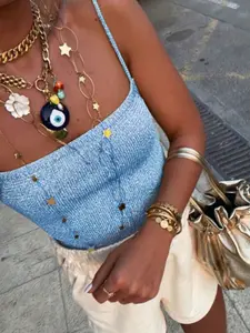 Women's Sequin Halter Top, Spring Summer Ibiza Y2K Style, Cute Fashionable Party Wear, Holiday Daily Use, Carnival Vacation, Womenswear Fit