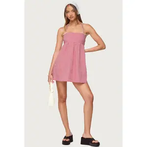 Rina Gingham Halter Mini Dress