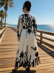 Women's Fashion Elegant Tropical Print Dress, Perfect for Beach Vacations, Ideal for Travel, Stylish and Comfortable Summer Wear