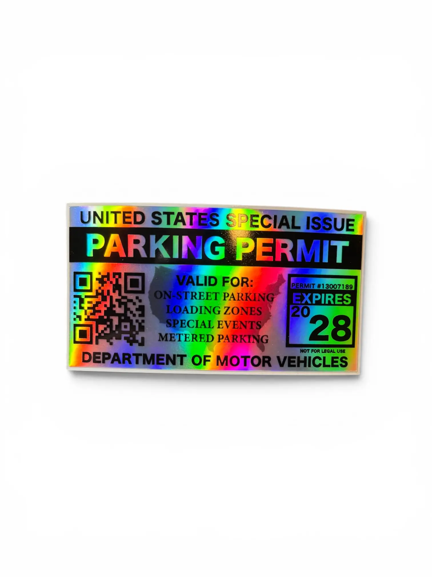 Holographic Vinyl Decal United States Parking Permit Funny Sticker