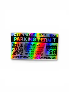 Holographic Vinyl Decal United States Parking Permit Funny Sticker