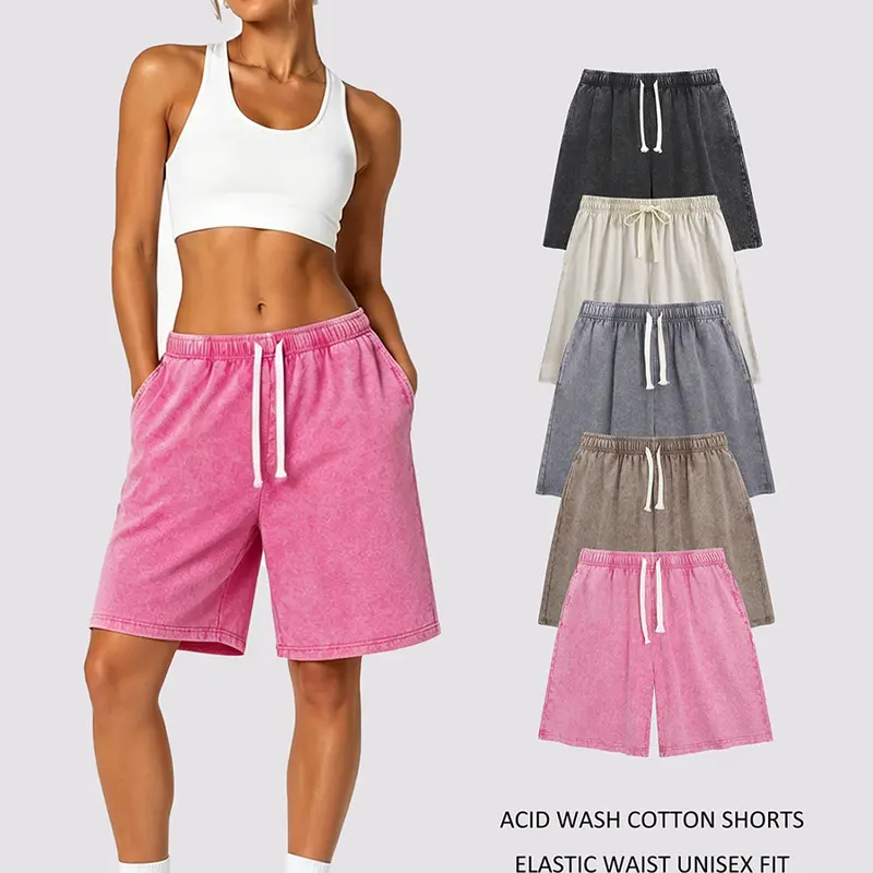 Holafish Women's Vintage Acid Wash Oversized Relaxed Fit Unisex Shorts, Summer Streetwear for Garden Parties, Coastal Walks
