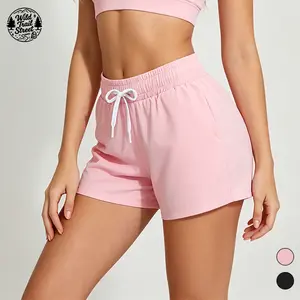 Women’s summer solid-color loose athletic shorts, wrinkle-resistant quick-dry fabric, suitable for travel, commuting, and everyday wear.