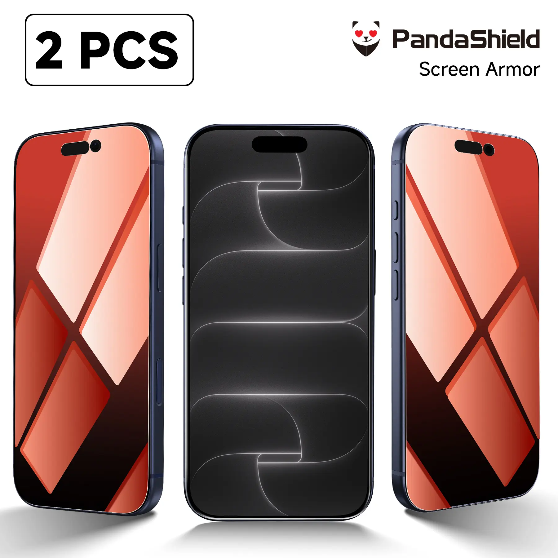 PANDASHIELD 2-PCS Tempered Glass Protective Privacy Screen Protector for iPhone 18/17/16/15/14/13 Pro Plus Max Smartphone, Dust-Free Applicator, Reusable Easy Installation, 25° Anti-Peeping Layer, Fingerprint-Proof Electroplated Surface