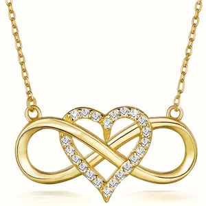 Fashionable Synthetic Zirconium Infinity Heart Pendant Necklace - Glossy Heart Jewelry, Heartstruck Valentine Jewelry, Couple Accessory, Valentine's Day Gift, Teen-Focused Fashion Accessory, Glossy Heart Necklaces, Heartstruck Valentine Necklaces