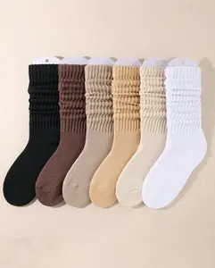 Women's Solid Color Crew Socks Comfortable Breathable Soft Mid-Calf Socks Suitable for Spring Autumn and Winter Wear in Multiple Colors