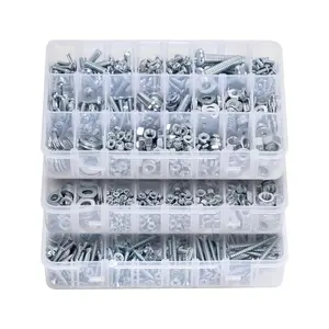 summervibes VEVOR 2250 Pcs Bolts and Nuts Assortment Kit, Metric+ Imperial Machine Screws and Flat Washers, Alloy Steel M3/M4/M5/M6/M8 Multiple Size, for Equipment/Vehicle Assembly, Galvanized White