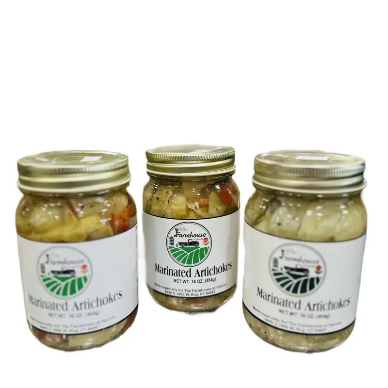 Gourmet The Farmhouse at Saccos Marinated Artichokes 16 oz Jar Delicious Tender Hearts in Zesty Italian Dressing Perfect for Salads Pasta Trays or Snacking
