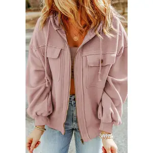 Drawstring Hood Zip Up Jacket