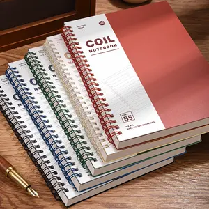 Vintage Spiral Rings Notebook B5/A5, 120 Thick Cream Pages, 360° Lay-Flat Design, Lined Coil Journal for Students and Office Use