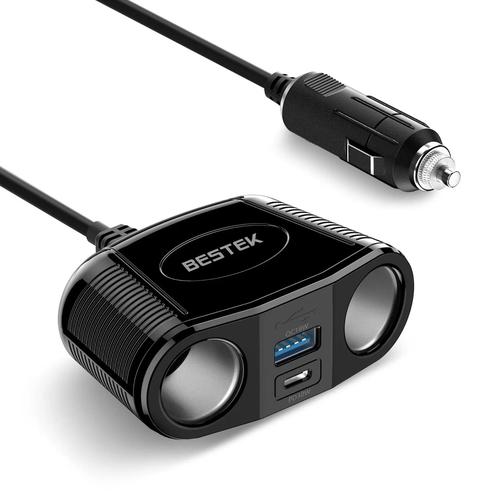 150W Cigarette Lighter Splitter Adapter with Dual 12v Splitter QC3.0 USB