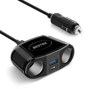 150W Cigarette Lighter Splitter Adapter with Dual 12v Splitter QC3.0 USB