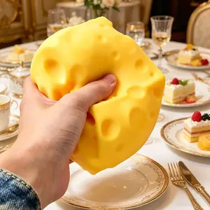 Filler‑Infused Kawaii Cheese Block Squishy Fidget Toy, Ultra Soft Sticky Realistic Sensory Vent Toy, Premium Filled Stress & Anxiety Relief Decompression Accessory, High Playability for All Ages, Novelty Leisure Gift, Toy & Hobby Category