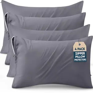Utopia Bedding Soft Microfiber King Pillow Cases, 4 Pack Pillow Protectors with Zipper, Fade Resistant Grey Covers