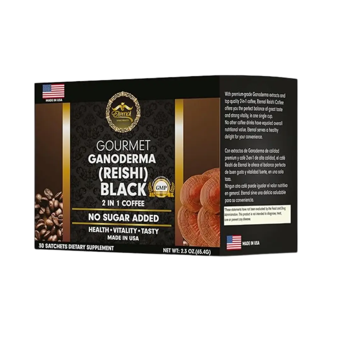 Eternal Gourmet Ganoderma REISHI Black Coffee 2 in 1 Made in USA No Sugar Added Health Vitality Tasty 2.5 oz