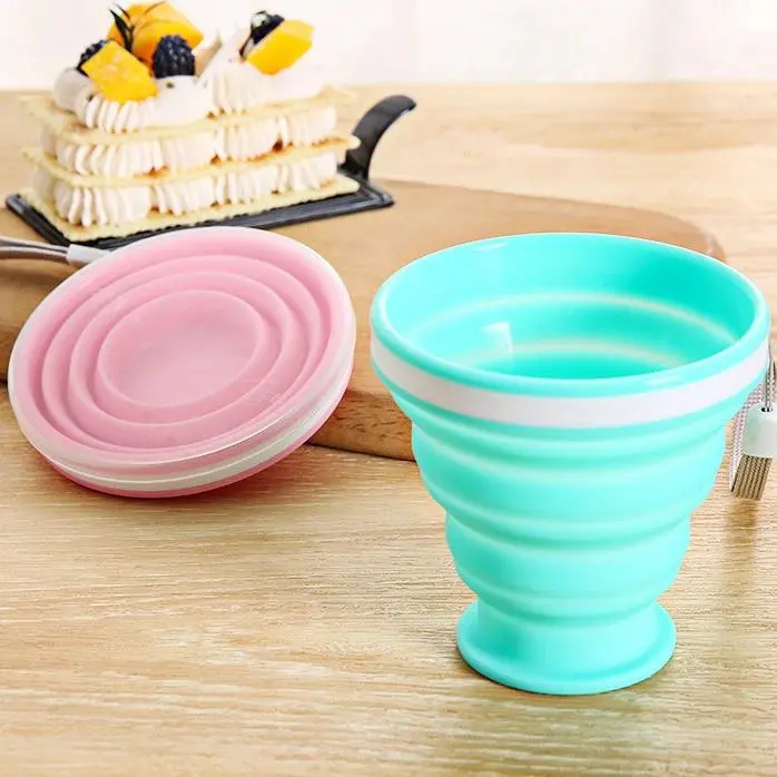 200ml  Foldable Hand Cup Sport Travel Drinking Pocket Water Cup Collapsible Silicone Outdoor Camping Tooth Mug