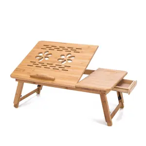 Multi Function Bamboo Lapdesk Table Laptop Stand Breakfast Trays Bed Serving Tray with Adjustable Legs
