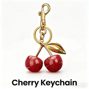 Trendy Glitter Cherry Keychain - Chic & Luxe Cherry Charm for Bags, Keys & More, Stylish Alloy Bag Pendant with Sparkly Red Cherries, Perfect All-Match Accessory for Women & Girls, Ideal Gift for Fashion Enthusiasts, Elevate Your Style with This Exquisite