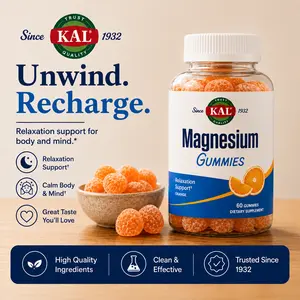 KAL Magnesium Citrate Gummies 60ct — Orange Vanilla Flavor — Mom Mineral Sleep Support