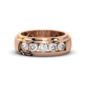 Men's Jewelry - Men's VVS Lab Diamond 5 Stone Wedding Band |  Rose Gold
