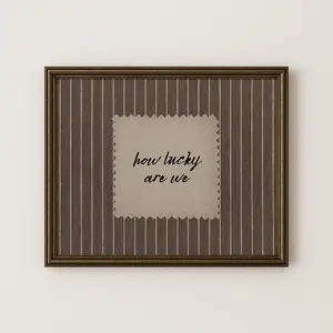 Rustic Brown Gingham, How Lucky Are We, Hand Written Wall Art, Western Poster,  Trendy Decor