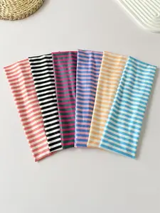 Women's Fashion Sports Hairbands Set, Multi-Color Striped Elements, Suitable for Gym Running Yoga, Sweat Absorbing Elastic Headband, Casual Hair Accessories, Workout Headband