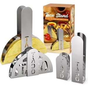 Stainless Steel Taco Shell Stands, Make Crispy Flat-Bottom Tacos Shells Mold for Toaster, Baking, Fryer or Air Frying, Upgrade Your Tacos (Tacos Shells Mold)