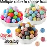 Silicone Beads Kit, 50 Pcs 15 mm Silicone Bead Set, DIY Beading & Jewelry Making Supplies for Keychains, Necklaces and Jewelry Crafts, Beads Charms