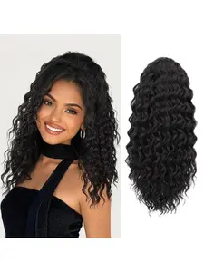Water Wave Drawstring Hair Tie Synthetic Ponytail, Fluffy Natural Small Curl Extension, Suitable for Daily Wear, Women's Hairstyle Accessory, Drawstring Ponytail Extensions