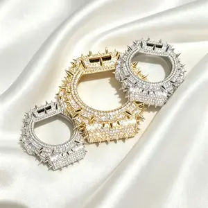 8139 Iced Out Hip Hop Charm Pendant - Shiny Statement Bezel, Instant Spotlight Vibe