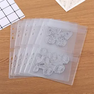 10 Pack A5 Size Plastic Binder Pockets,6 Holes  PVC Folders Loose Leaf Bag forBudgeting Loose Leaf Bags Planner Insert Pouches Photo,Document,  &  Storage Bills Organizer