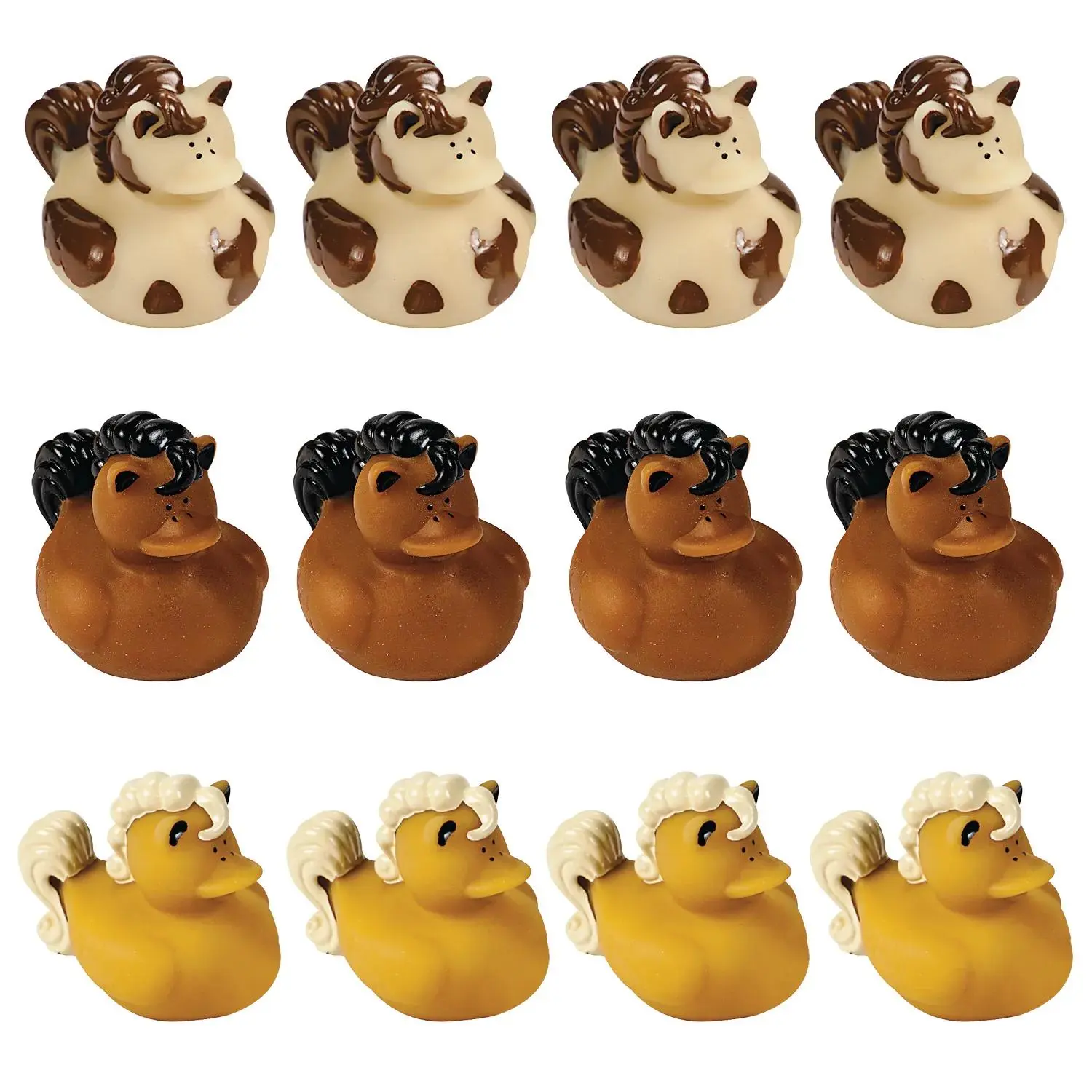 2" Brown & Black Vinyl Horse Rubber Ducks - 12 Pc.
