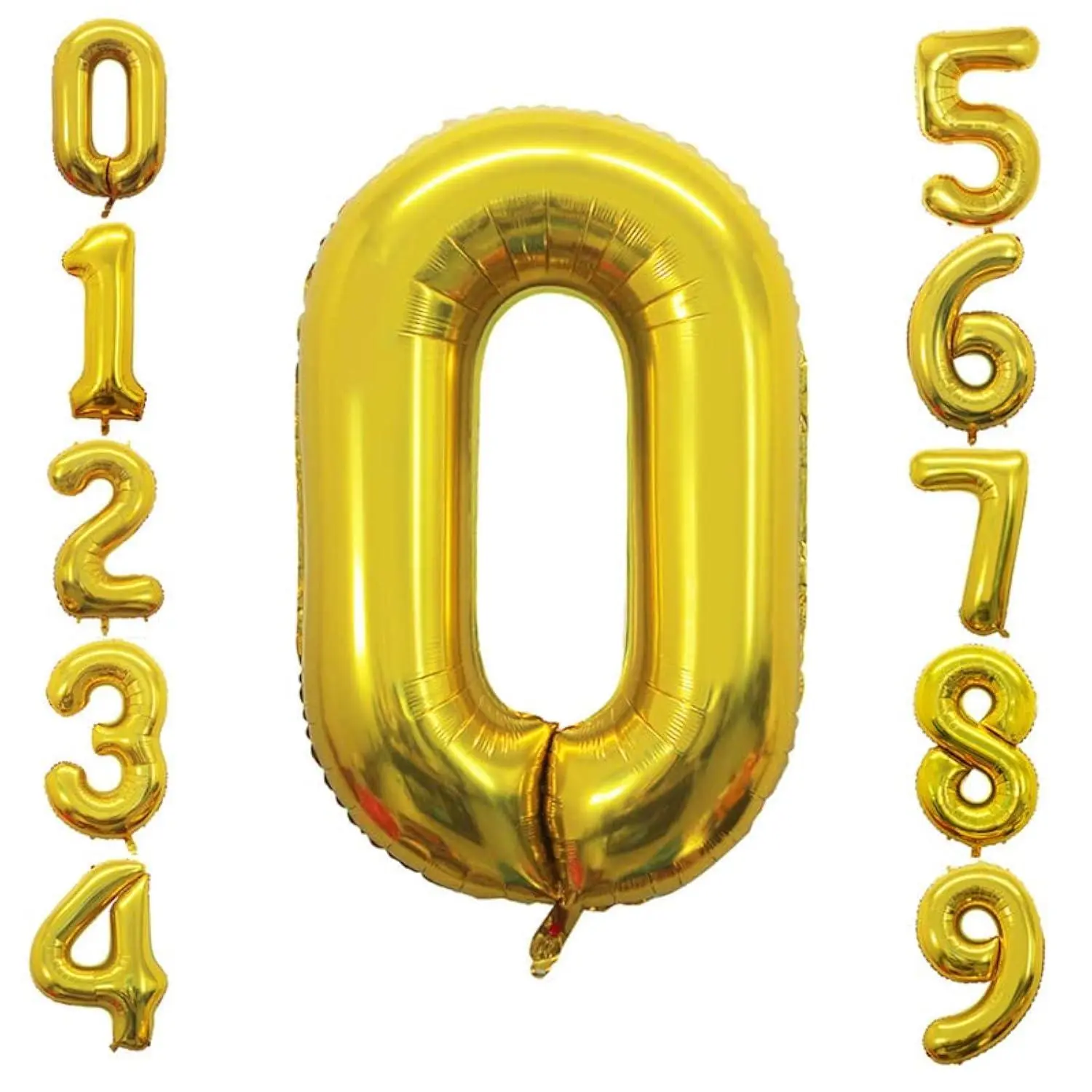 2 Pcs 42 Inch Gold Foil Balloons Number 0 For 10Th 20Th 30Th 40Th 50Th 60Th 70Th 80Th 90Th 100Th Birthday Party Supplies Anniversary Decorations