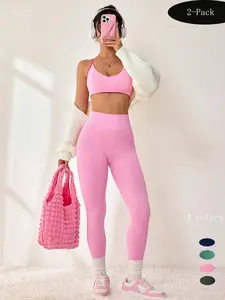 Women's Sportswear Set, Colorblock Backless Bra and Tight Yoga Pants, Bare Feel Gym Wear, Running Fitness, Supportive Sports Bra, Fitness Sport Outfits, Sport Activewear