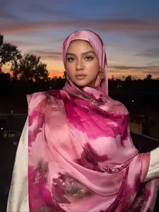 Women's Breathable Jersey Hijab Scarf, Digital Gradient Print Design, Soft Fabric Comfort Fit, Suitable for Various Occasions, For Muslim, Modesty