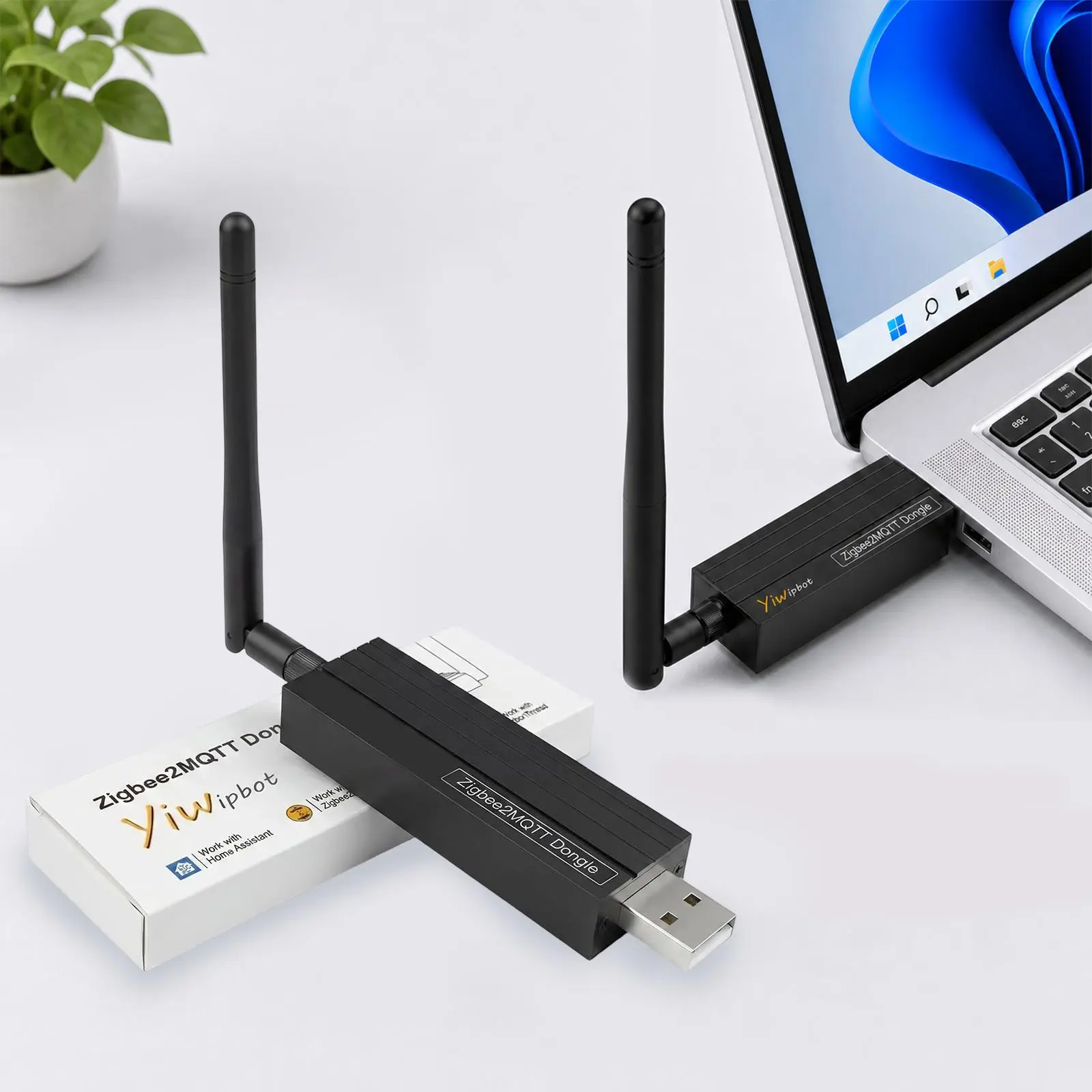 Zigbee 3.0 USB Dongle Coordinator with TI CC2652P+CP2102N Dual Chip, USB Gateway Adapter with External Antenna. Compatible with Home Assistant, OpenHAB, ZHA & Zigbee2MQTT for Smart Home Automation, Sensors, Lights, Switches and Devices