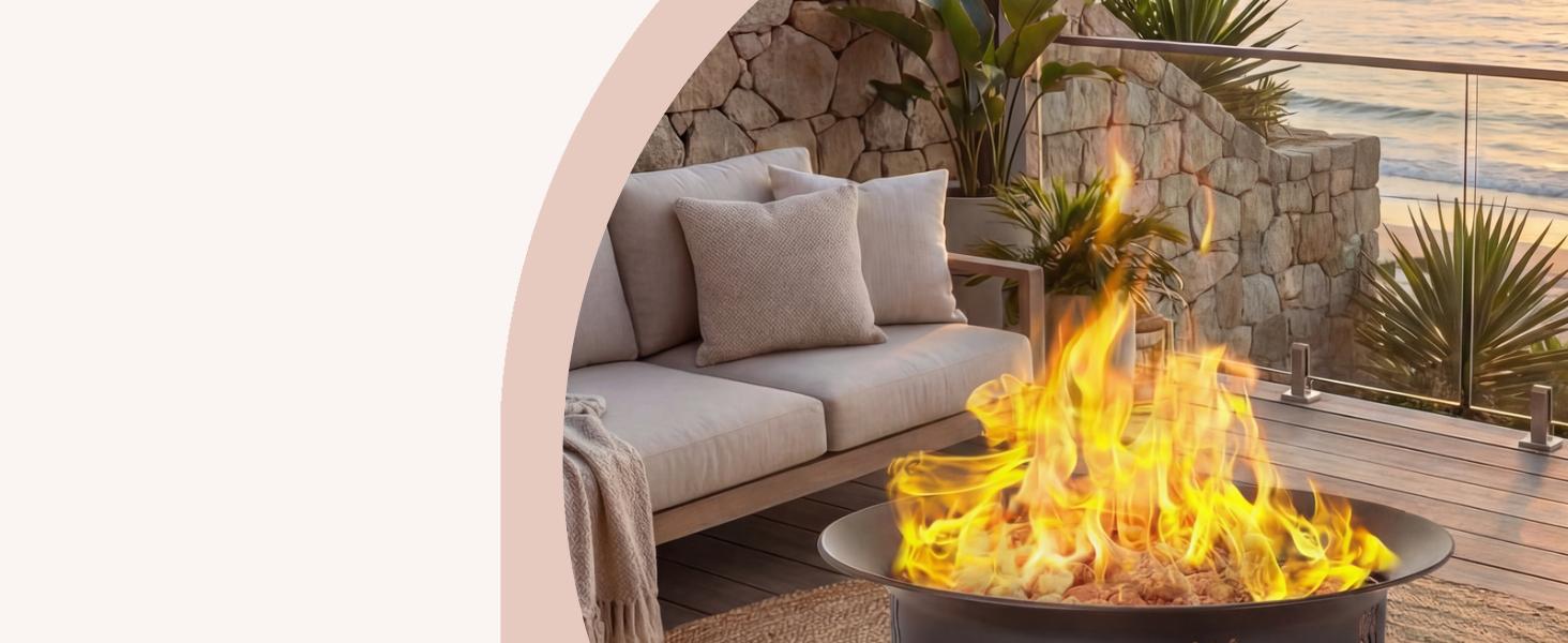 Arlopu 24''Propane Fire Pit,58,000 BTU Portable Smokeless Firebowl with Self Igniter,Cover,Lava Rocks,Gas Cylinder Holder for Camping，Outdoor Living,Patio,Backyard,Tailgating