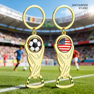 2026 Rotatable Multifunctional Keychain Bottle Opener Football Trophy Keychain For Soccer Fans Gift Applicable to Taverns and Bars