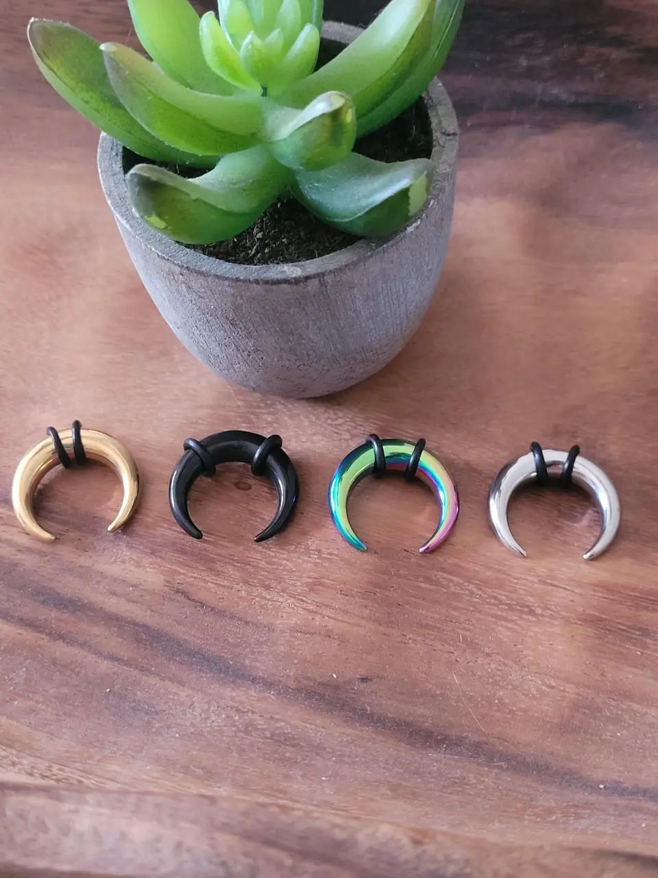 SINGLE Gold Black Rainbow Steel Septum Pincher Ring Stretching Ear Plug Tapers Horseshoes Gauges 00g 0g 1g 2g 4g 6g 8g 10g 12g 14g 7mm gauge