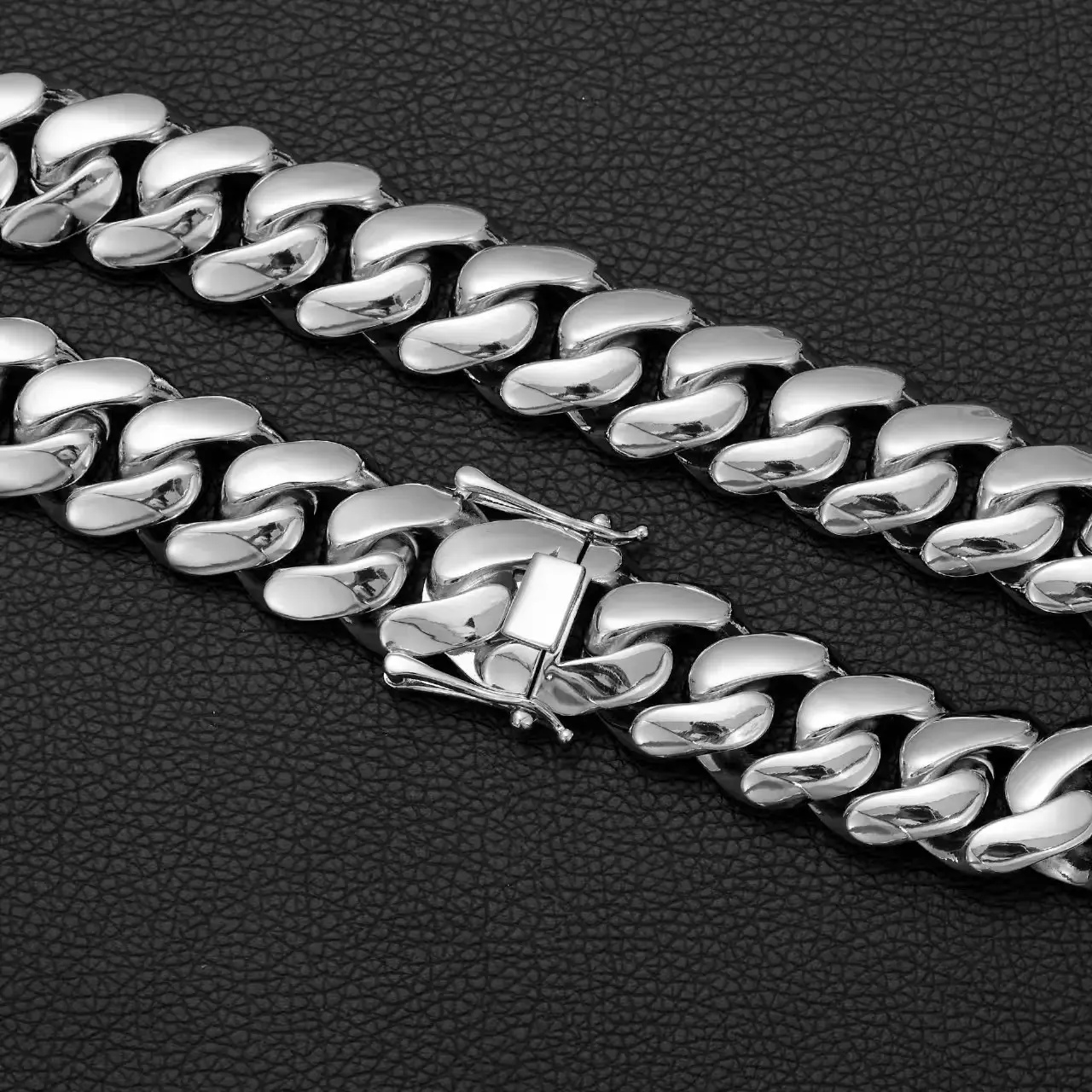 10/12/14/16/18/20/22MM Silver Stainless Steel Thin Cuban Chain Butterfly Clasp Bracelet Accessory Miami Link Hip Hop Jewelry For Men Exaggeration Thick And Heavy Necklace Fashion gift exquisite