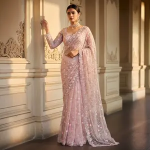 Soft net saree with blouse and dupatta set Soft net saree with blouse and dupatta set