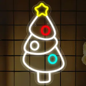 Christmas Tree Neon Sign, Wall Decor, Glowing Letters, LED Neon Sign, Christmas Party Gift, Room Decoration, Holiday Decor, Ornamental Sign