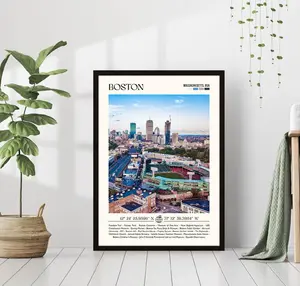 Boston Wall Art Poster No Framed Print Travel Poster Gift Eclectic Vibrant Print Trendy Living Room Retro America Wall Art Decor