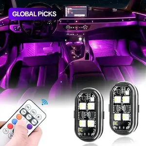 Car Interior Decorative Light, 2/4/6/8 Counts Car Interior Ambient Light with Remote Control, Long Standby Car Decorative Light, Car Accessories, Car LED Lights, Car Lighting Accessories