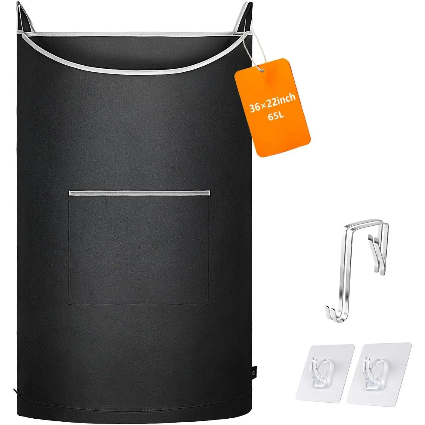 XL Hanging Laundry Hamper Bag, Black Door Hanging Hamper with Large Openging, Hanging Laundry Bag and Basket for Home, Dorm, or Travel,Durable and Stylish Design(Black 36x22Inch)
