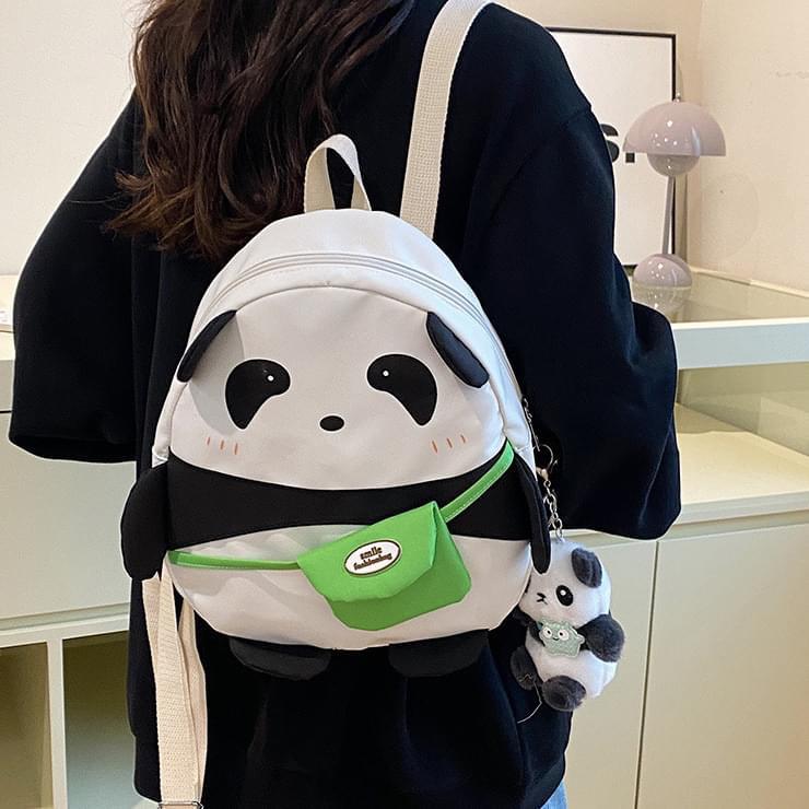 Panda Pal Composite Fabric Backpack with Adjustable Strap - 30cm x 25cm x 8cm