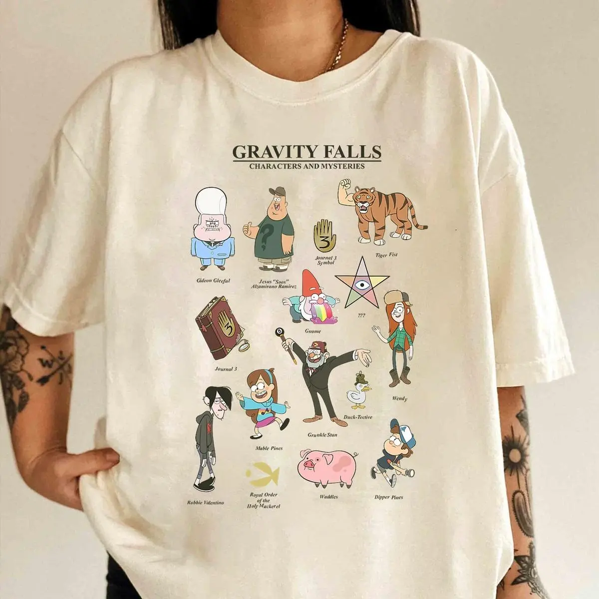 Gravity Falls Character And Mysteries Textbook Unisex Shirt, Vintage Gravity Falls Graphic T-Shirt, Mystery Cartoon Character Tee