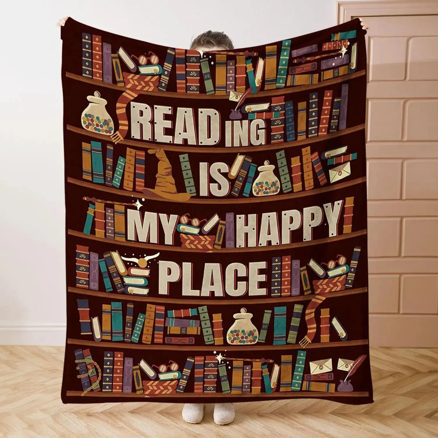 Book Lovers Gift, 1 Count Soft Comfortable, Cool Bedroom Bedding Blankets Inspirational Blanket for Home Office Camping