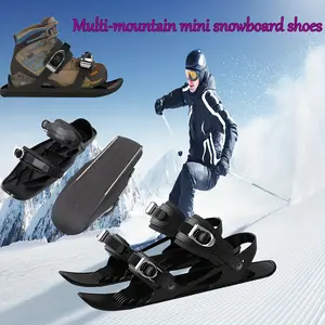[Lightweight Ski Skates] Lightweight Men's Adjustable Mini Ski Skates |     Low-Temperature Resistant, Friction-Resistant Snowboard Shoes for All Terrain, Ideal for Outdoor Winter Sports and Skateboarding, Winter Sports Footwear, Secure Buckle Closure, Bl