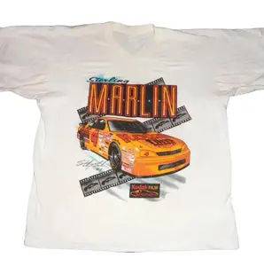 Sterling Martin Kodak Film NASCAR Racing 90s Single Stitch White T Shirt